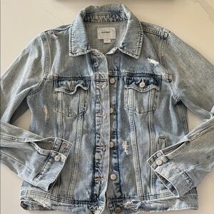 Old Navy Women's Distressed Light Blue Jean Jacket